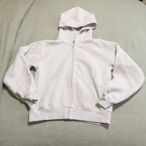 TNA Cozy fleece Perfect zip hoodie in Heather cloud white.